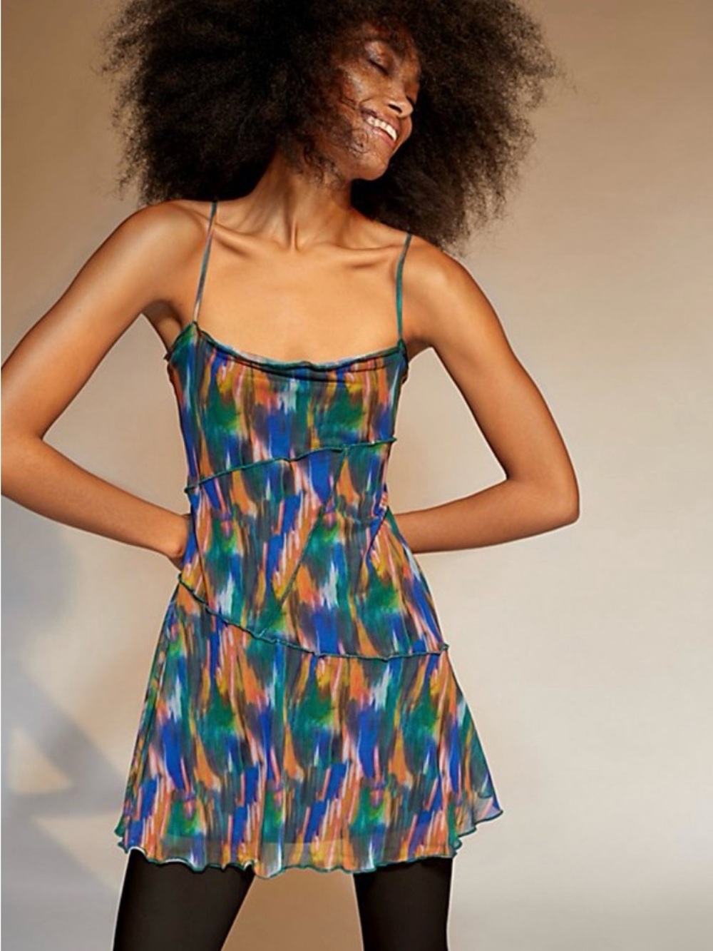 Urban Outfiters Colorful Abstract Print Slip Dress tunic